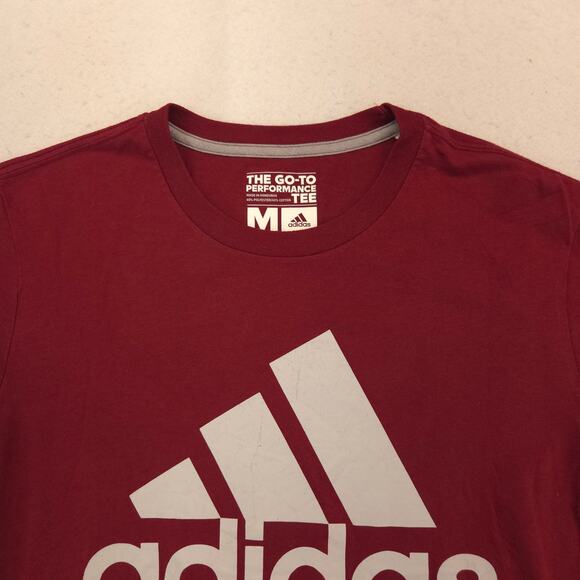 Adidas Casual Crew Neck Short Sleeve Graphic T Shirt Mens Size Medium M Maroon - Picture 1 of 9